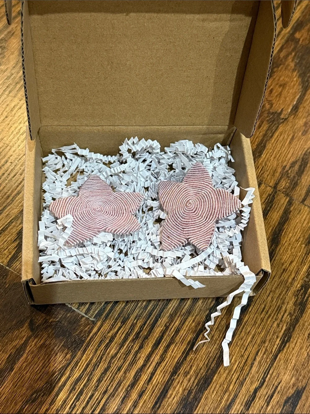 Handmade Star Silk Cord Wrapped Stud Earrings in Pink - Large Size Statement
